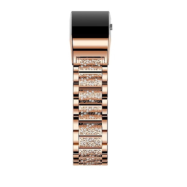 Diamantbesat urrem i massivt rustfrit stål til Fitbit Charge 2 Rose Gold