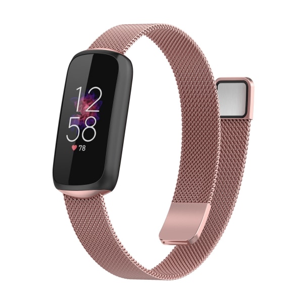 Ruostumattomasta mesh valmistettu verkkosilmukka, säädettävä rannenauhan vaihtohihna Fitbit Luxe/luxe Special Edition Fitness Tracker -naisille miehille (samppanjakulta) Rose Pink