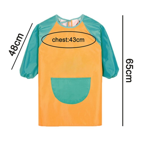 Unisex gutter, jenter Vanntett kunstsmokk Barn maleforklær med lommer Langermet og ermeløs alder 6-9 år Orange