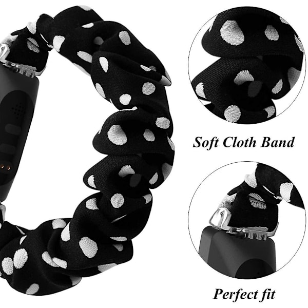 Fitbit Inspire 2 Bandin/inspire Hr Bandin/inspiren kanssa yhteensopivat Scrunchies Black White Dot Small
