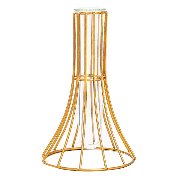 Nordisk enkel växtvas geometrisk glas provrör metallhållare modern heminredning Gold B