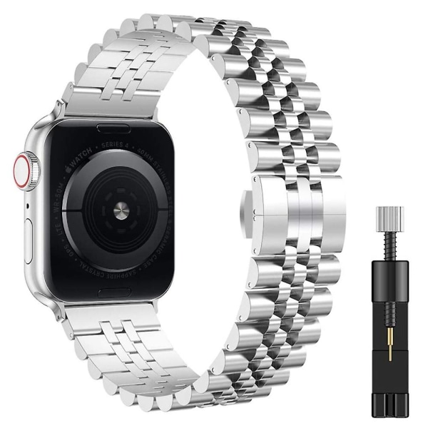 Metalrem til Apple Watch 49 mm 40 mm 41 mm 42 mm 44 mm 45 mm Luksusrem i rustfrit stål Tilbehør til Iwatch 8 7 6 5 4 3 2 Se Silver and tool 42mm 44mm 45mm 49mm