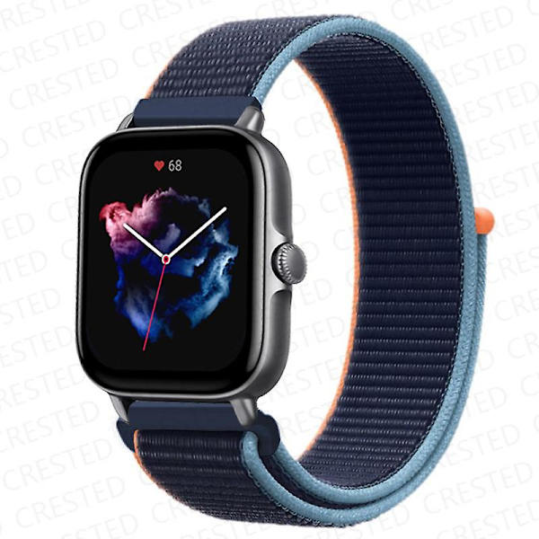 20 mm 22 mm watch för Amazfit Gts/2/2e/4/3/mini Gtr 4/2/3/ pro 47 mm Stratos 3 nylon Pulseira Correa Amazfit bipsband Dark navy blue 61 22mm