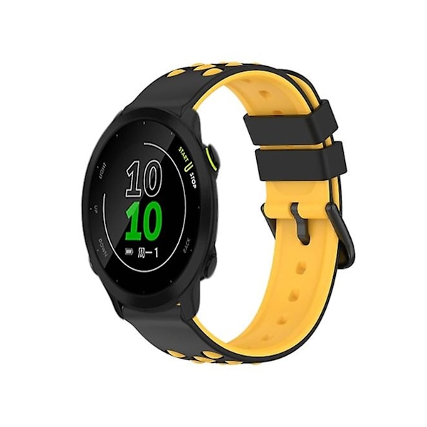 Rem för Garmin Forerunner 158 20 mm Tvåfärgad Porös Silikonklockarmband Svart-Gul