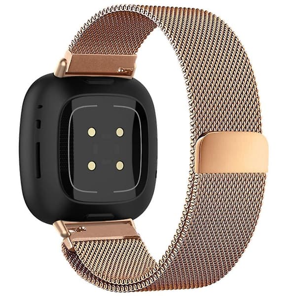 For Fitbit Versa 4 / Versa 3 20 mm Milanese Magnetic Metal Split Split Watch Band Rose Gold