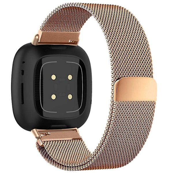För Fitbit Versa 4 / Versa 3 20 mm Milanese Magnetic Metal Split Watch Rose Gold