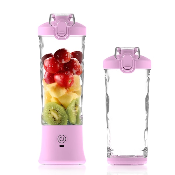 Bærbar blender USB genopladelig med 600 ml personlig juicer kop lilla