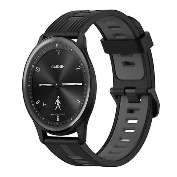 För Garmin Vivomove Sport 20 mm vertikalt mönster tvåfärgat watch Black-Grey