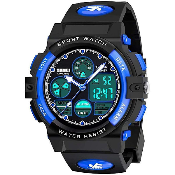 Barn Digital Sport Watch, Pojkar Flickor Vattentät Sport Utomhusklockor Barn Casual Elektroniska Analog Quartz Armbandsur med