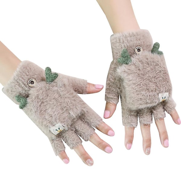 Kvinders Vinter Varme Touch Screen Handsker Søde Flip Strik Handske Gray