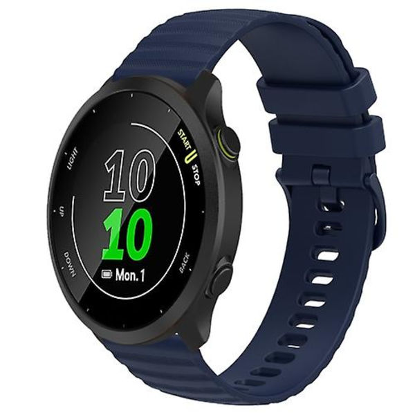 For Garmin Forerunner 158 20 mm bølget prikkmønster ensfarget silikonklokkerem Navy Blue
