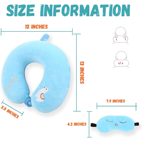 Resekudde i Memory Foam för Barn med Sovmask (får)