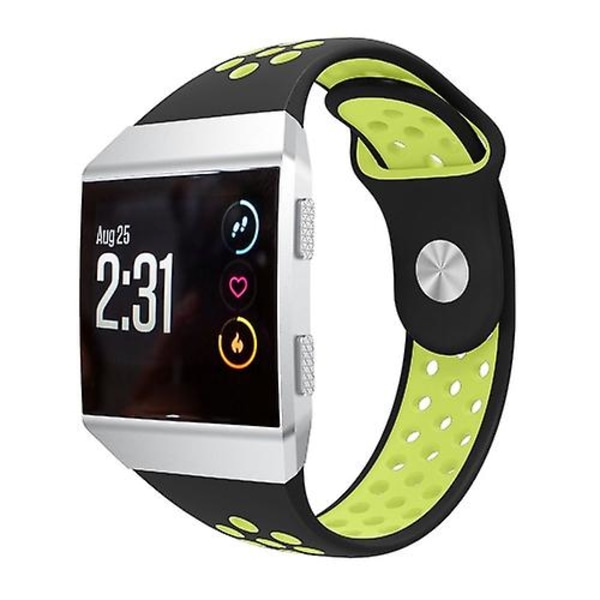 Til Fitbit Ionic åndbart tofarvet silikone urbånd Black  Yellow