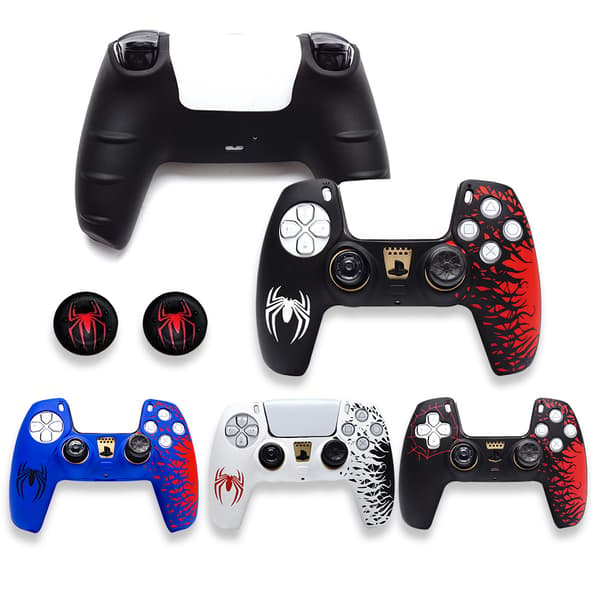 Silikonikotelo PS5-ohjaimelle ja 2 joystick-suojusta, valkoinen