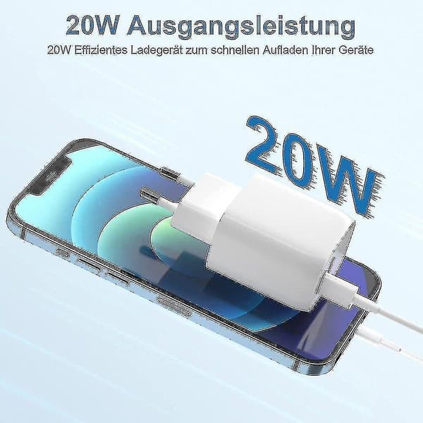 20W USB-C-lader, 2-porters 20W USB-C-lader USB-hurtiglader