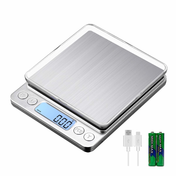 Liten köksvåg USB-laddning Mini mat elektronisk våg 1kg/0.01
