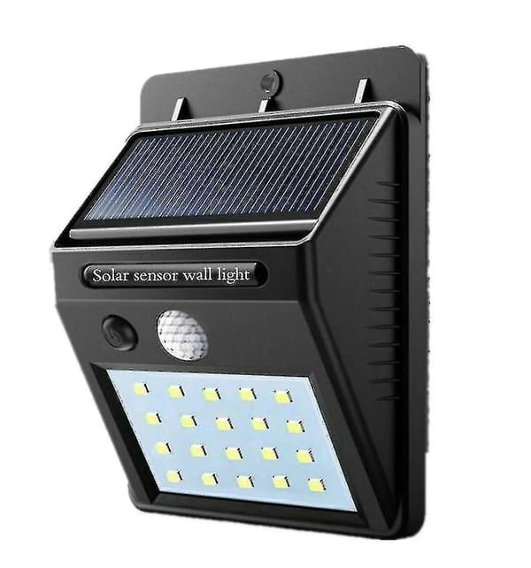 20 LED Vandtæt Solcelle-sensor/bevægelsessensor Væglampe, Udendørs 2 pcs
