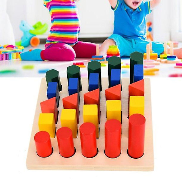 Träsorteringsspel Staplingsleksak Färgade geometriska block Montessori Sensoriskt leksak 25pcs B