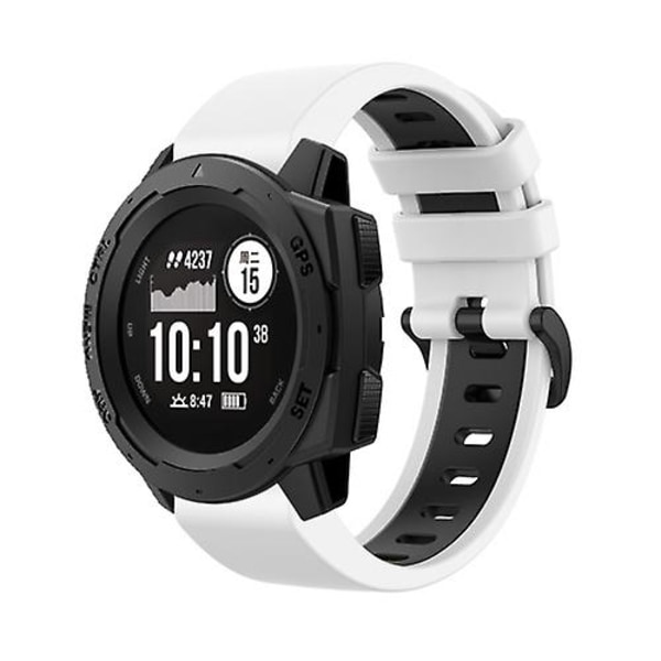 Til Garmin Instinct 22mm Silikone Sports 2-farvet urbånd White-Black