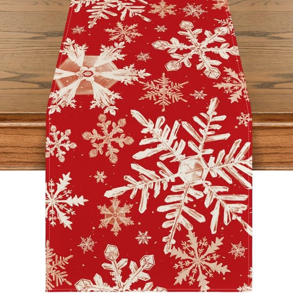Julröd Snöflingor Bordslöpare Vinter Köksbordsdekoration/33x229cm