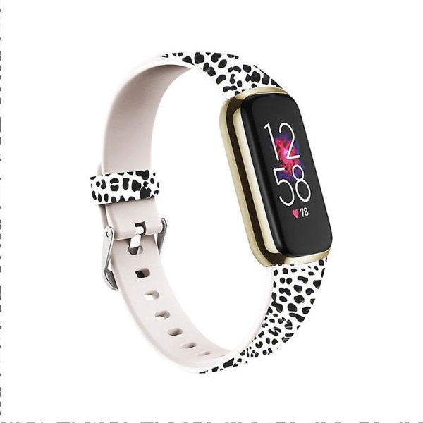 For Fitbit Luxe Special Edition-trykk silikonklokkerem Black Leopard