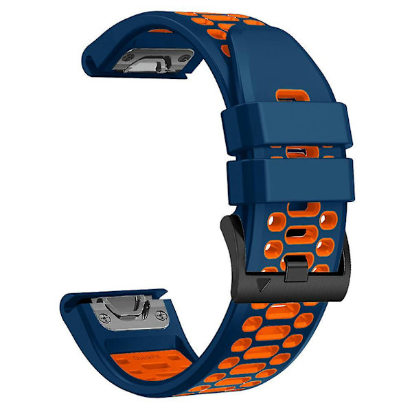 Til Garmin Fenix 7/ 7 Pro Silikonurrem 22mm Tofarvet med 3 Rækker Huller Sapphire Orange