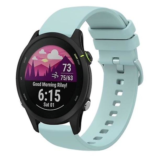 Til Garmin Forerunner 255s 18mm ensfarvet blød silikone urrem Sapphire Green