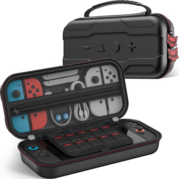 Bärbar förvaringsväska för Nintendo Switch 2 med 10 spelkortsfack