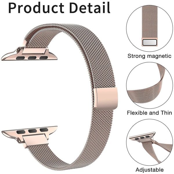 Milanese silmukkahihna Apple Watch rannekkeelle 40mm 44mm 41mm 45mm 38mm 42mm 49mm 45mm ohut rannekoru Iwatch Series 3 4 6 Se 7 8 Ultra slim pink gold 38mm 40mm 41mm