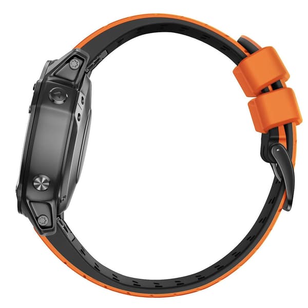 22mm Silikonrem for Garmin Fenix 7 Orange Black