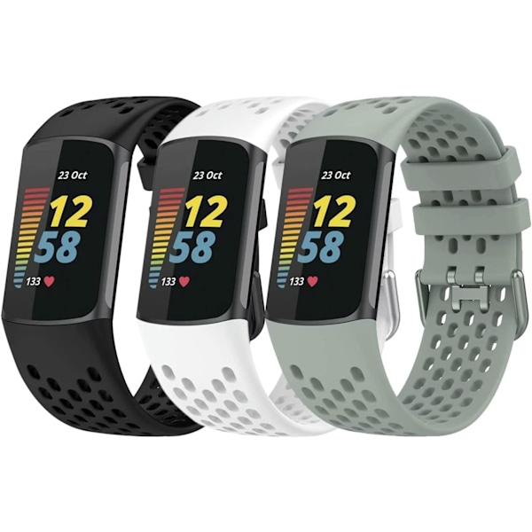 Silikonbånd kompatibelt med Fitbit Charge 5-bånd for kvinner og menn, justerbar pustende myk silikon sportsklokkebånd