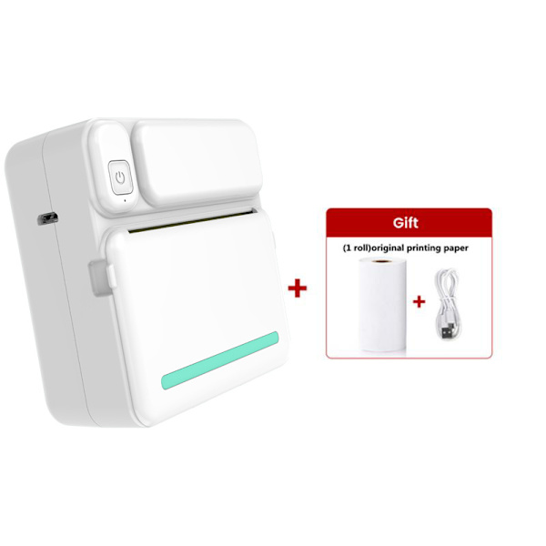 Bluetooth termisk skriver mini blekkløs etikettskriving for studienotater, bilder, blå