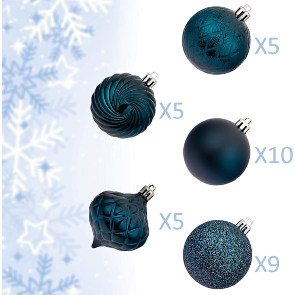 Blå Julkulor 34 st 6 cm Julgransdekorationer Ornament för