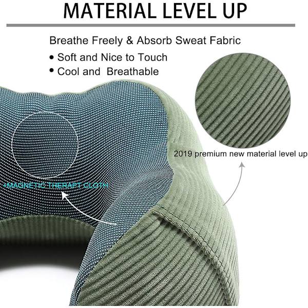 Memory Foam Rejsepude 360-Graders Hovedstøtte grøn