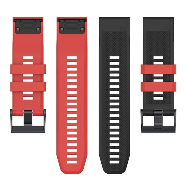 Til Garmin Fenix ​​7x tofarvet silikone urrem Black Red