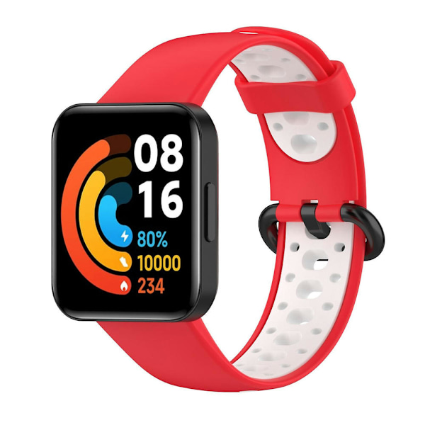 To-fargets silikonrem for Xiaomi Redmi Watch 2 Red White