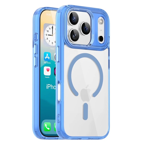 Deksel til iPhone 17 Pro, transparent fallsikkert beskyttelsesdeksel, lyseblå