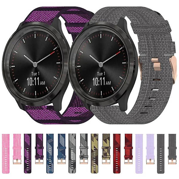 Til Garminmove 3 20mm nylonvævet urrem Red