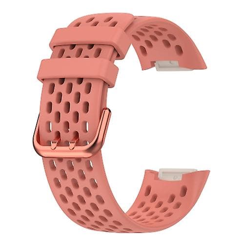 Til Fitbit Charge 5 monokromatisk åndbar silikone urrem Pink
