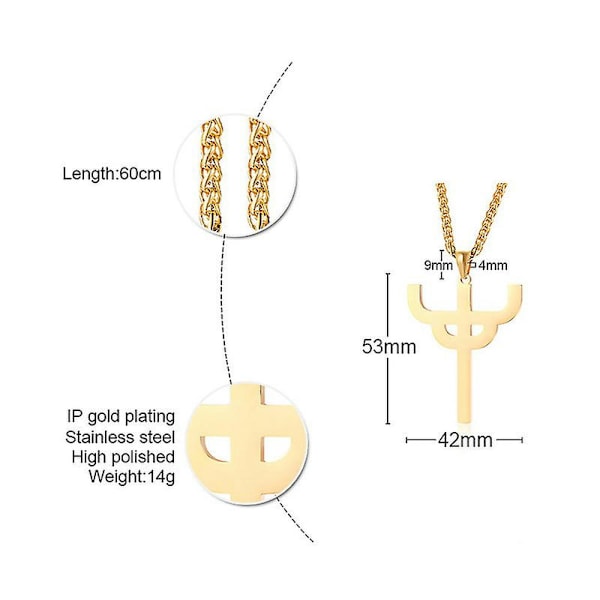 Punk Rock Rustfritt Stål Enkelt Kutt Judas Priest Kors Anheng Halskjede For Menn Rock Smykker Gull Sølv Farge Aldri Fade gold