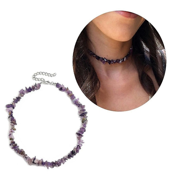 Värikäs luonnonkivinen choker-kaulakoru boheemi sorakivinen grunge-kaulakoru naisille