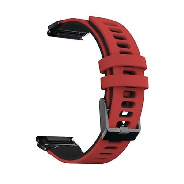 För Garmin Fenix ​​7 Tvåfärgad silikon watch med snabbkoppling Red Black