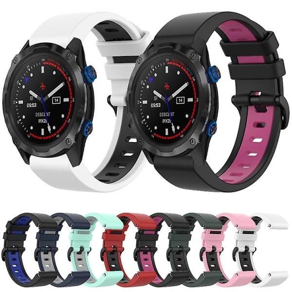 Til Garmin Descent Mk2i 26mm Silikone Sports To-farvet Urbånd Black-Blue