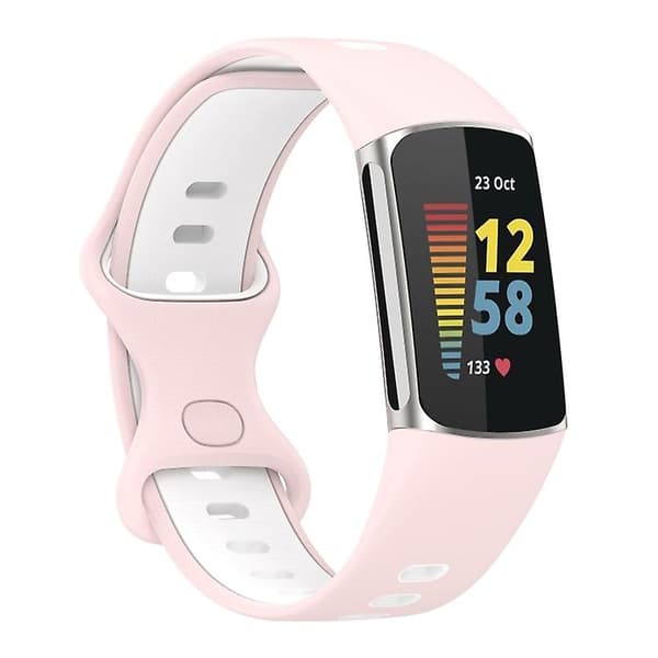 För Fitbit Charge 5 Tvåfärgs watch Pink White