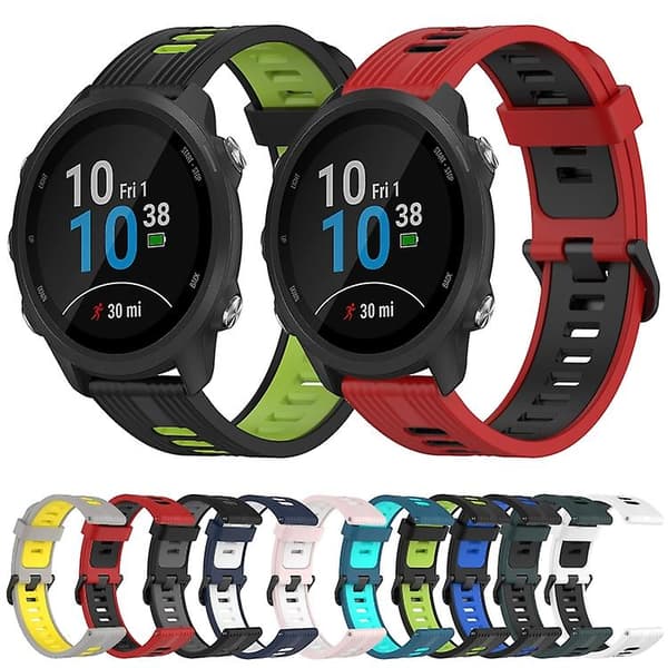 För Garmin Forerunner 245 20 mm vertikalt mönster tvåfärgat watch Black-Grey