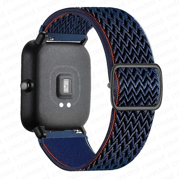 20mm/22mm band för Amazfit Gts 4//2/2e/3/gts2 Mini/gtr 4/3/ pro/gtr2/47mm/stratos Nylon Elastiskt watch Amazfit bipsband Navy blue 22mm