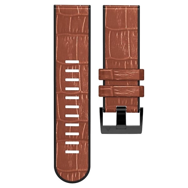 Til Garmin Fenix ​​7x/6x Pro/tactix 7 26mm Crocodile Texture Silikone læderurrem Brown