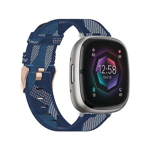 Til Fitbit Sense Nylon Weave Canvas Watch Band Blue