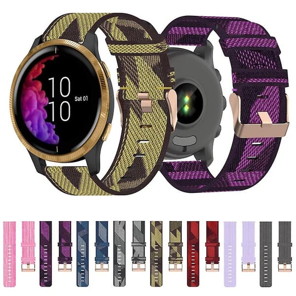 För Garmin Venu 20mm Nylonvävd Klockarmband LCS Blue
