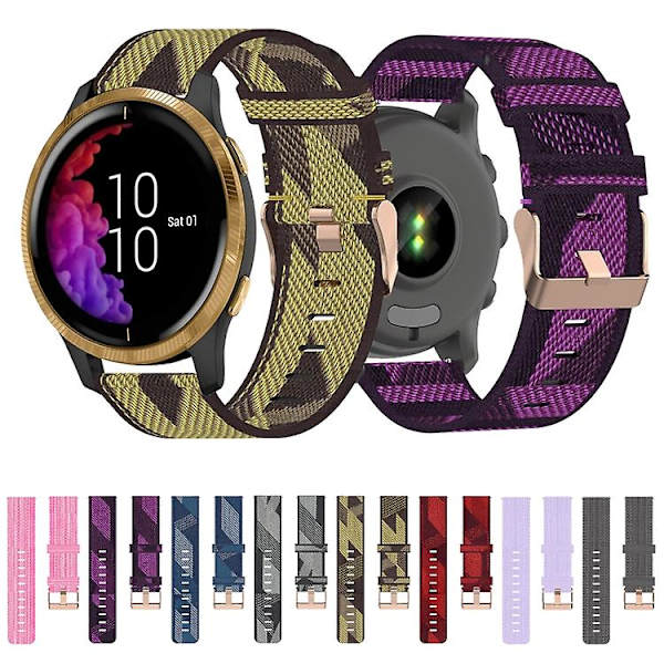 Til Garmin Venu 20 mm nylonvævet urrem Blue